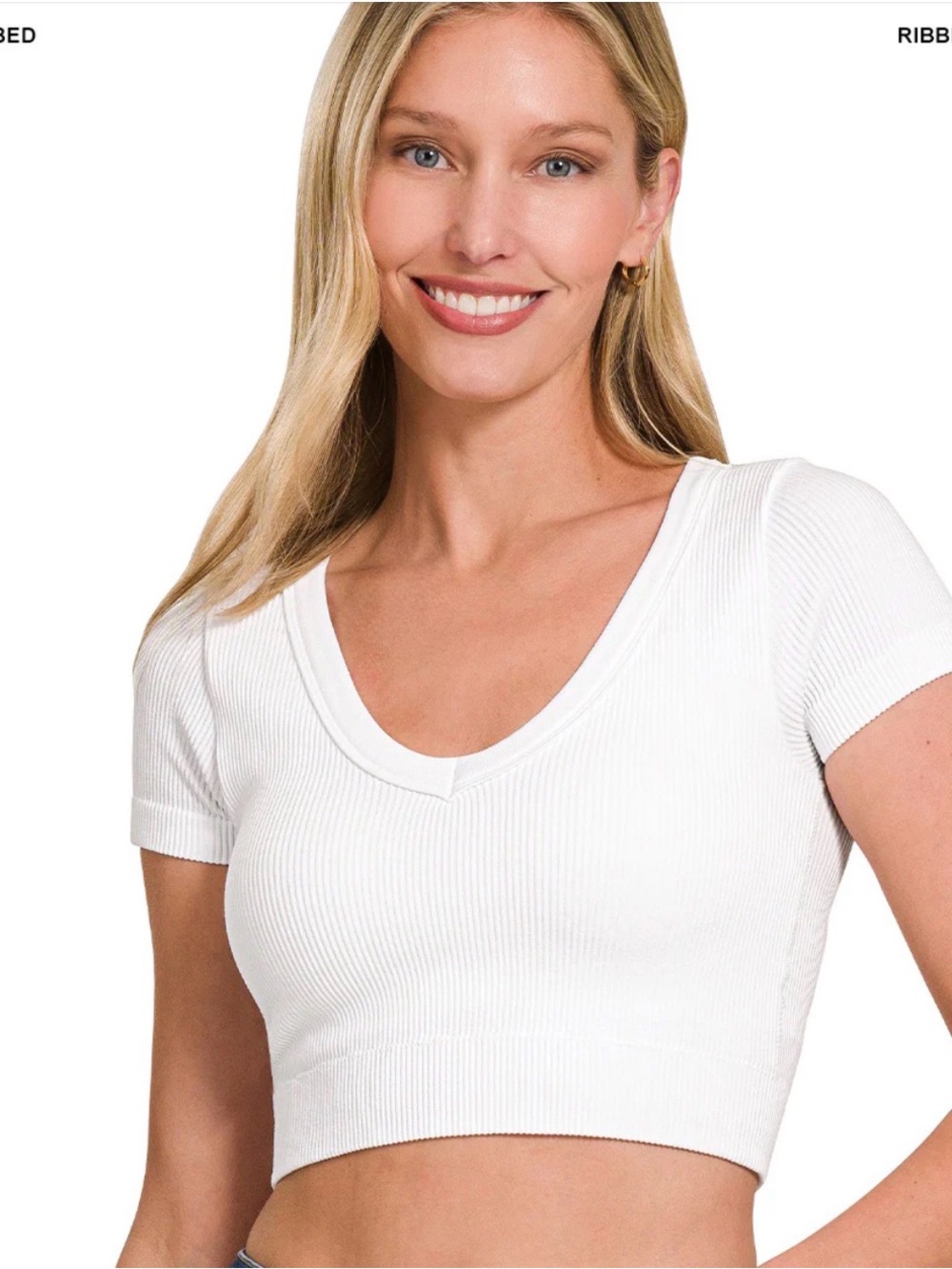 ZENANA Ribbed Double Layer Seamless Cropped Top